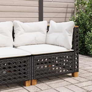 vidaXL, vidaXL Garten-Ecksofa mit Kissen Schwarz Poly Rattan