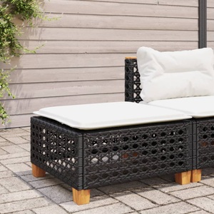 vidaXL, vidaXL Gartenhocker mit Kissen Schwarz 63,5x56x32 cm Poly Rattan, vidaXL Gartenhocker mit Kissen Schwarz 63,5x56x32 cm Poly Rattan