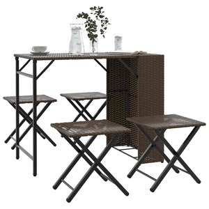 vidaXL, vidaXL 5-tlg. Garten-Essgruppe Klappbar Braun Poly Rattan