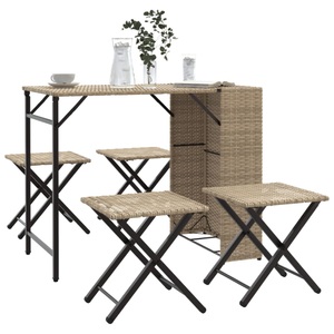 vidaXL, vidaXL 5-tlg. Garten-Essgruppe Klappbar Beige Poly Rattan