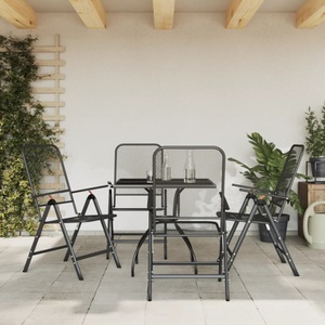 vidaXL, vidaXL 5-tlg. Garten-Essgruppe Anthrazit Streckgitter, vidaXL 5-tlg. Garten-Essgruppe Anthrazit Streckgitter