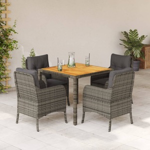 vidaXL, vidaXL 5-tlg. Garten-Essgruppe mit Kissen Grau Poly Rattan, vidaXL 5-tlg. Garten-Essgruppe mit Kissen Grau Poly Rattan