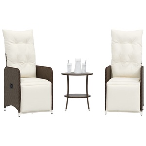vidaXL, vidaXL Outdoor-Lehnstühle 2 Stk. mit Tisch Braun Poly-Rattan
