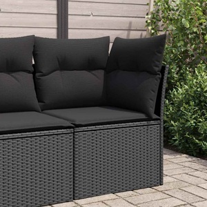 vidaXL, vidaXL Garten-Ecksofa mit Kissen Schwarz Poly Rattan