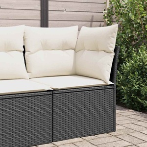vidaXL, vidaXL Garten-Ecksofa mit Kissen Schwarz Poly Rattan