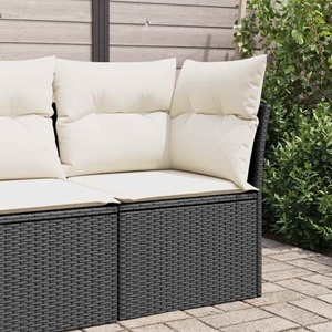 vidaXL, vidaXL Garten-Ecksofa mit Kissen Schwarz Poly Rattan