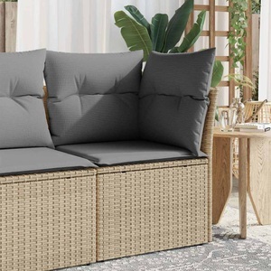 vidaXL, vidaXL Garten-Ecksofa mit Kissen Beige Poly Rattan