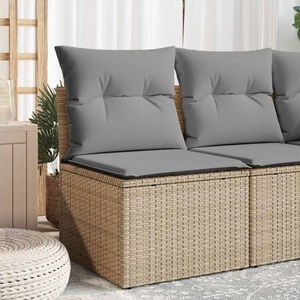vidaXL, vidaXL Garten-Ecksofa mit Kissen Beige Poly Rattan