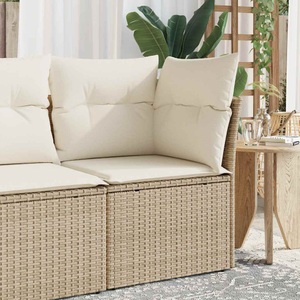 vidaXL, vidaXL Garten-Ecksofa mit Kissen Beige Poly Rattan