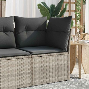 vidaXL, vidaXL Garten-Ecksofa mit Kissen Hellgrau Poly Rattan