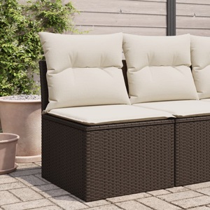 vidaXL, vidaXL Gartensofa ohne Armlehnen mit Kissen Braun Poly Rattan, vidaXL Gartensofa ohne Armlehnen mit Kissen Braun Poly Rattan