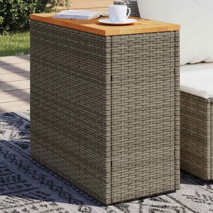 vidaXL, vidaXL Garten-Beistelltisch mit Holzplatte Grau 58x27,5x55 cm Rattan