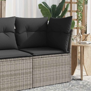 vidaXL, vidaXL Garten-Ecksofa mit Kissen Grau Poly Rattan