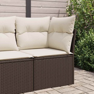 vidaXL, vidaXL Garten-Ecksofa mit Kissen Braun Poly Rattan