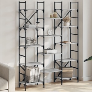 vidaXL, vidaXL Bücherregal Grau Sonoma 127,5x28,5x172,5 cm Holzwerkstoff
