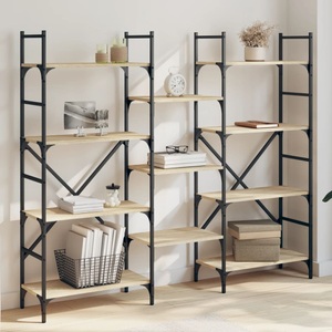 vidaXL, vidaXL Bücherregal Sonoma-Eiche 160x28,5x136,5 cm Holzwerkstoff