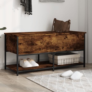 vidaXL, vidaXL Sitzbank mit Stauraum Räuchereiche 100x42,5x47 cm Holzwerkstoff, vidaXL Sitzbank mit Stauraum Räuchereiche 100x42,5x47 cm Holzwerkstoff