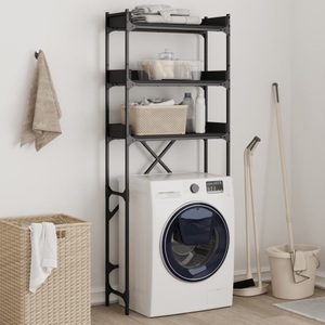 vidaXL, vidaXL Waschmaschinenregal Schwarz 67x25x163 cm Holzwerkstoff