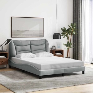 vidaXL, vidaXL Bettgestell mit Kopfteil Hellgrau 140x190 cm Stoff, vidaXL Bettgestell ohne Matratze Hellgrau 140x190 cm Stoff