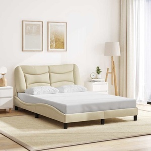 vidaXL, vidaXL Bettgestell mit Kopfteil Creme 140x190 cm Stoff, vidaXL Bettgestell ohne Matratze Creme 140x190 cm Stoff