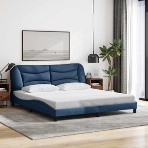 vidaXL, vidaXL Bettgestell mit Kopfteil Blau 180x200 cm Stoff, vidaXL Bettgestell ohne Matratze Blau 180x200 cm Stoff