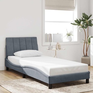 vidaXL, vidaXL Bettgestell mit Kopfteil Dunkelgrau 80x200 cm Samt, vidaXL Bettgestell ohne Matratze Dunkelgrau 80x200 cm Samt
