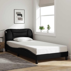 vidaXL, vidaXL Bettgestell mit Kopfteil Schwarz 100x200 cm Stoff, vidaXL Bettgestell ohne Matratze Schwarz 100x200 cm Stoff