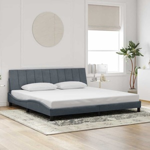 vidaXL, vidaXL Bettgestell mit Kopfteil Dunkelgrau 200x200 cm Samt, vidaXL Bettgestell ohne Matratze Dunkelgrau 200x200 cm Samt