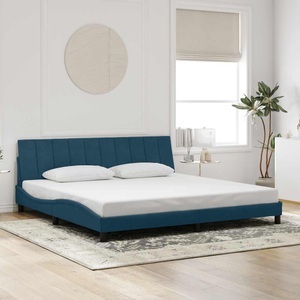 vidaXL, vidaXL Bettgestell mit Kopfteil Blau 200x200 cm Samt, vidaXL Bettgestell mit Kopfteil Blau 200x200 cm Samt