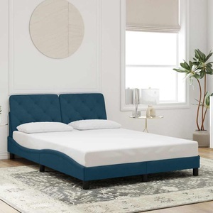 vidaXL, vidaXL Bettgestell mit Kopfteil Blau 120x200 cm Samt