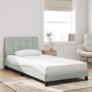 vidaXL, vidaXL Bettgestell mit Kopfteil Hellgrau 100x200 cm Samt, vidaXL Bettgestell ohne Matratze Hellgrau 100x200 cm Samt