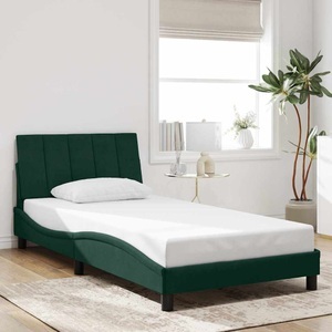 vidaXL, vidaXL Bettgestell mit Kopfteil Dunkelgrün 100x200 cm Samt, vidaXL Bettgestell ohne Matratze Dunkelgrün 100x200 cm Samt