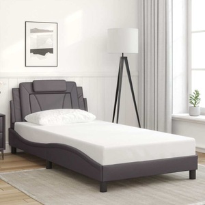 vidaXL, vidaXL Bettgestell mit Kopfteil Grau 100x200 cm Kunstleder