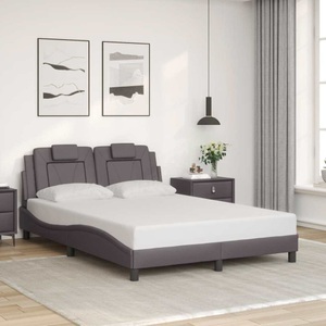 vidaXL, vidaXL Bettgestell mit Kopfteil Grau 120x200 cm Kunstleder