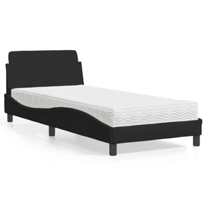 vidaXL, vidaXL Bett mit Matratze Schwarz 90x190 cm Stoff, vidaXL Bett mit Matratze Schwarz 90x190 cm Stoff