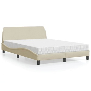 vidaXL, vidaXL Bett mit Matratze Creme 120x200 cm Stoff, vidaXL Bett mit Matratze Creme 120x200 cm Stoff