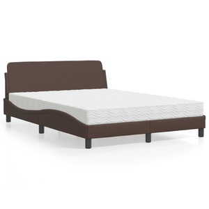 vidaXL, vidaXL Bett mit Matratze Braun 120x200 cm Kunstleder, vidaXL Bett mit Matratze Braun 120x200 cm Kunstleder
