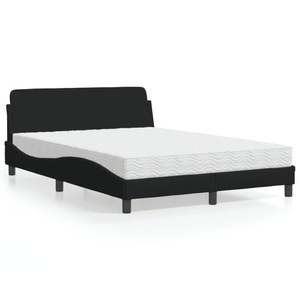 vidaXL, vidaXL Bett mit Matratze Schwarz 140x190 cm Stoff, vidaXL Bett mit Matratze Schwarz 140x190 cm Stoff