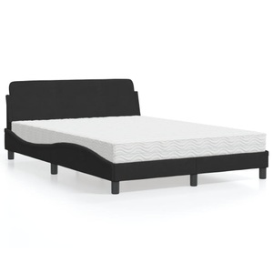 vidaXL, vidaXL Bett mit Matratze Schwarz 140x190 cm Samt