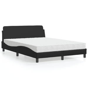 vidaXL, vidaXL Bett mit Matratze Schwarz 140x190 cm Kunstleder
