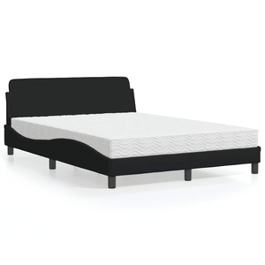 vidaXL, vidaXL Bett mit Matratze Schwarz 140x200 cm Stoff