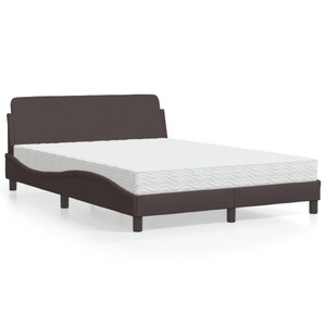 vidaXL, vidaXL Bett mit Matratze Dunkelbraun 140x200 cm Stoff, vidaXL Bett mit Matratze Dunkelbraun 140x200 cm Stoff