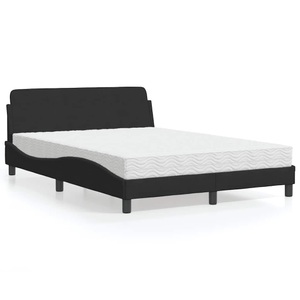 vidaXL, vidaXL Bett mit Matratze Schwarz 140x200 cm Samt