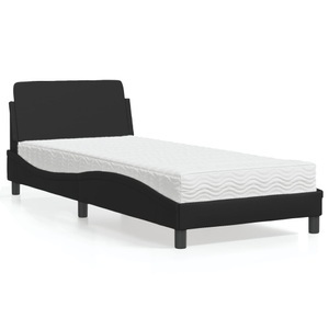 vidaXL, vidaXL Bett mit Matratze Schwarz 90x190 cm Kunstleder