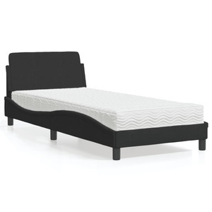 vidaXL, vidaXL Bett mit Matratze Schwarz 90x200 cm Samt