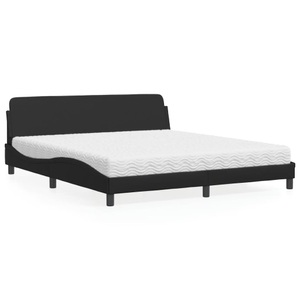 vidaXL, vidaXL Bett mit Matratze Schwarz 180x200 cm Kunstleder