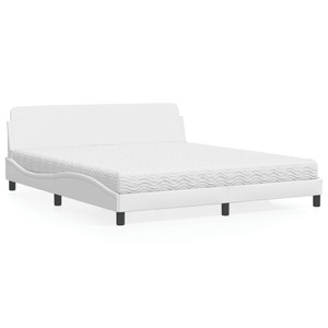 vidaXL, vidaXL Bett mit Matratze Weiß 180x200 cm Kunstleder