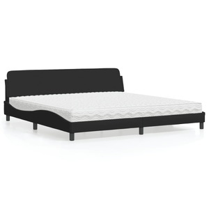 vidaXL, vidaXL Bett mit Matratze Schwarz 200x200 cm Stoff, vidaXL Bett mit Matratze Schwarz 200x200 cm Stoff