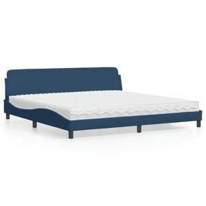 vidaXL, vidaXL Bett mit Matratze Blau 200x200 cm Stoff, vidaXL Bett mit Matratze Blau 200x200 cm Stoff