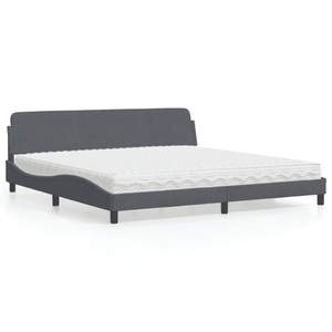 vidaXL, vidaXL Bett mit Matratze Dunkelgrau 200x200 cm Samt, vidaXL Bett mit Matratze Dunkelgrau 200x200 cm Samt